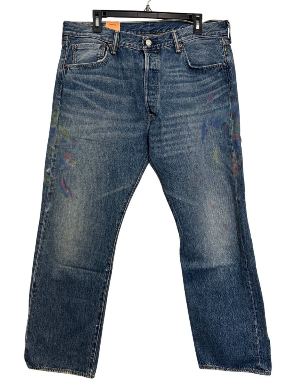 Levis 501 Mens Original Fit Jeans 36x30 Straight Leg Distressed Paint Splatter